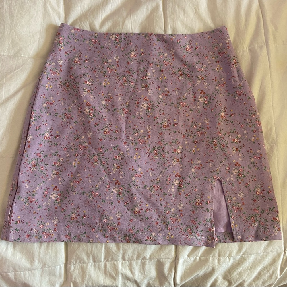 NWOT princess Polly purple floral mini skirt